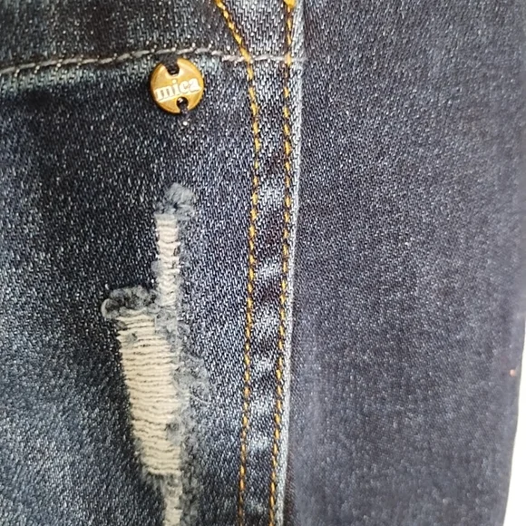 Mica Los Angeles Womens 18W Jeans Dark Wash High Rise Distressed Frayed Bootcut - Picture 9 of 9
